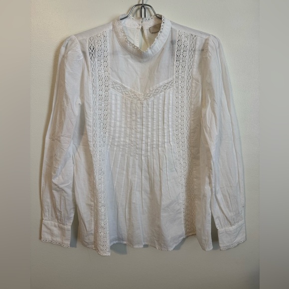 NWT Loft Lace Trim Pintucked Blouse Size XS - Picture 2 of 10